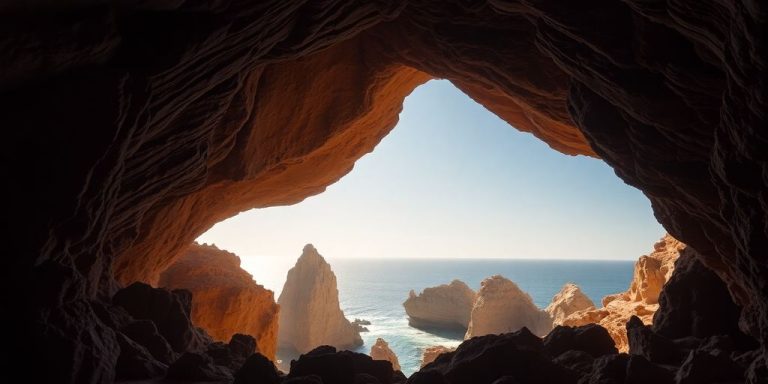 Entrée de la grotte d'Hercules, Maroc, lumière naturelle