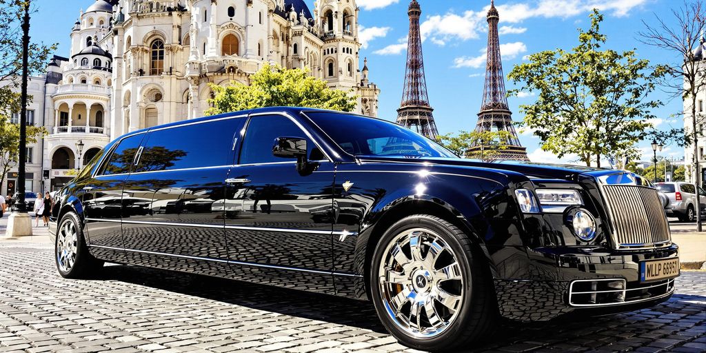 Voiture de luxe garée devant un monument parisien