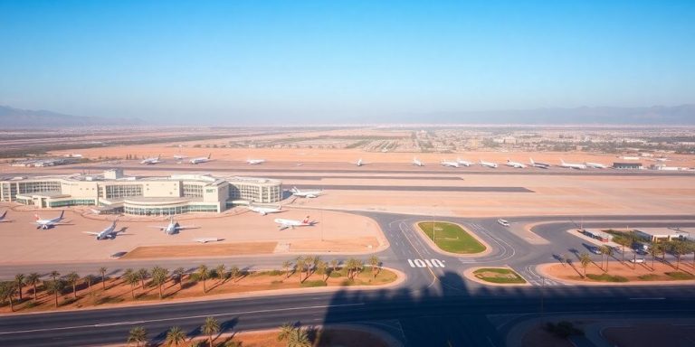 Vue aérienne de l'aéroport de Marrakech.