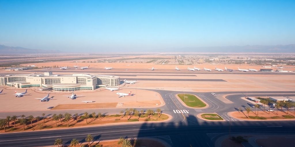 Vue aérienne de l'aéroport de Marrakech.